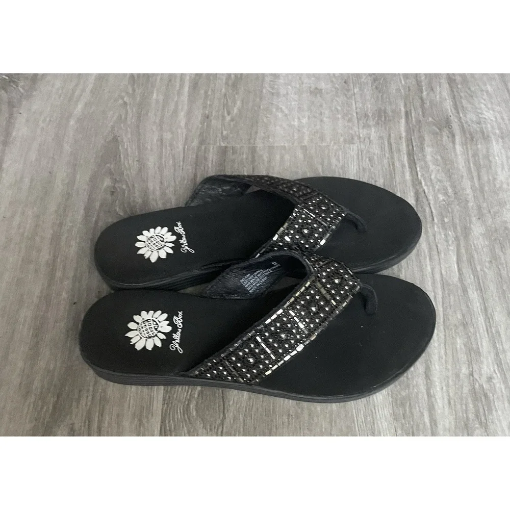Yellow Box Women's Flip Flops Sandy Black Size 6 - Picture 3 of 5